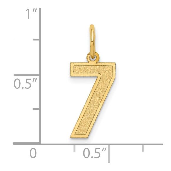 14k Yellow Gold, Jersey Collection, Medium Number 7 Pendant